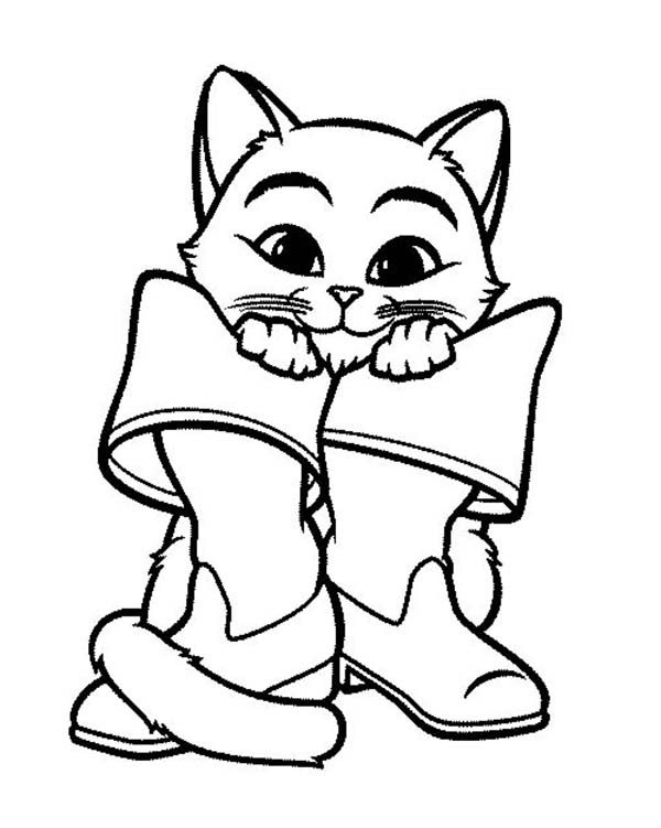 Puss In Boots Standing Behind Boots Coloring Pages Batch Coloring 600x751 Puss In Boots Standing Behind Boots Coloring Pages Batch Coloring