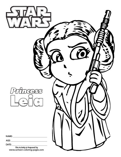 510x660 Princess Leia Coloring Pages Printable