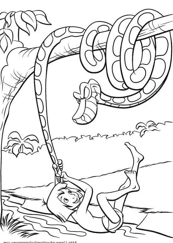 552x774 Mowgli With Kaa The Python Coloring Pages