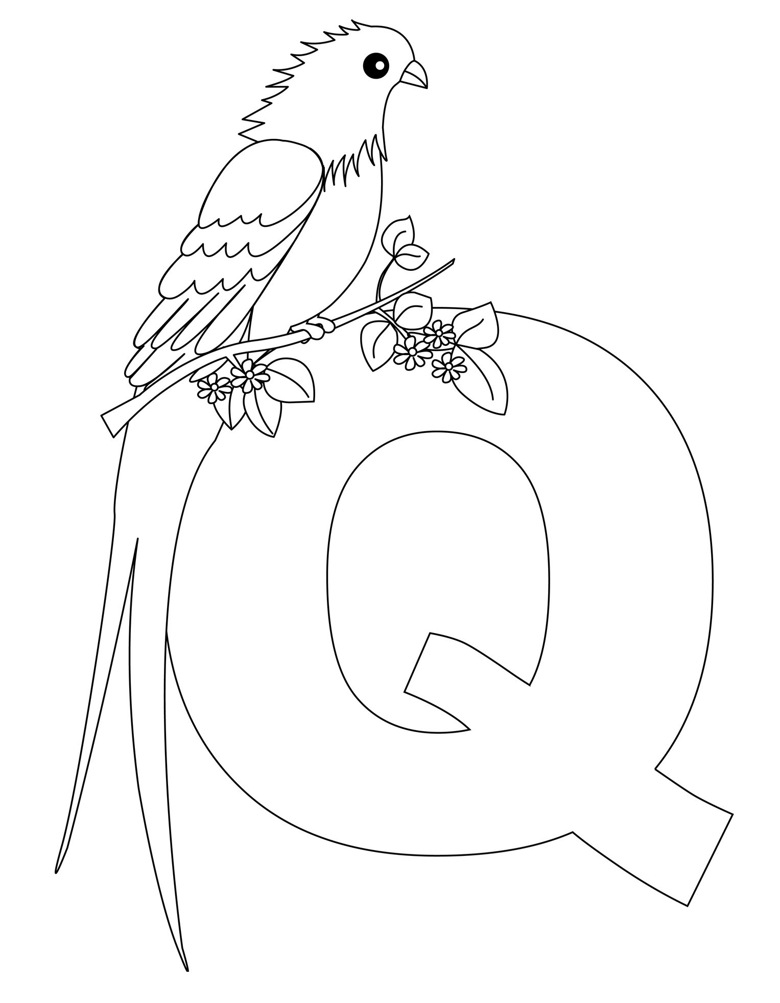 1527x1963 Letter Q Coloring Page