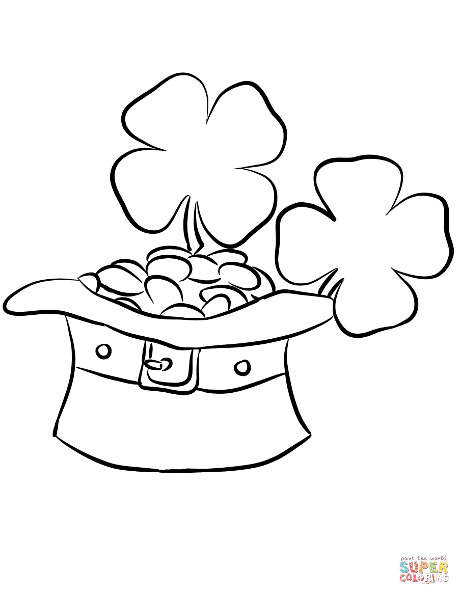 Leprechaun Hat And Gold Coins Coloring Page To Coin 903x1168 Leprechaun Hat And Gold Coins Coloring Page To Coin