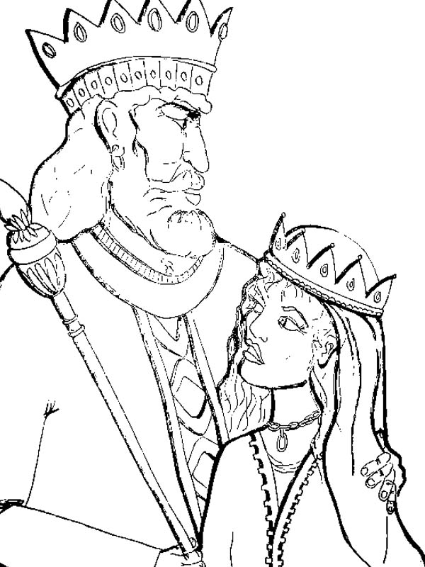 600x800 King Of Persia And Queen Esther In Purim Coloring Page