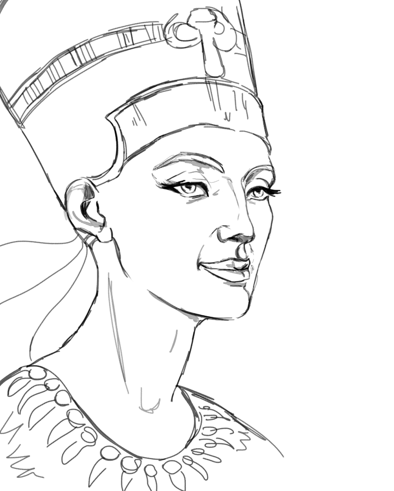 Egyptian Queen Nefertiti Drawing 804x1000 Egyptian Queen Nefertiti Drawing