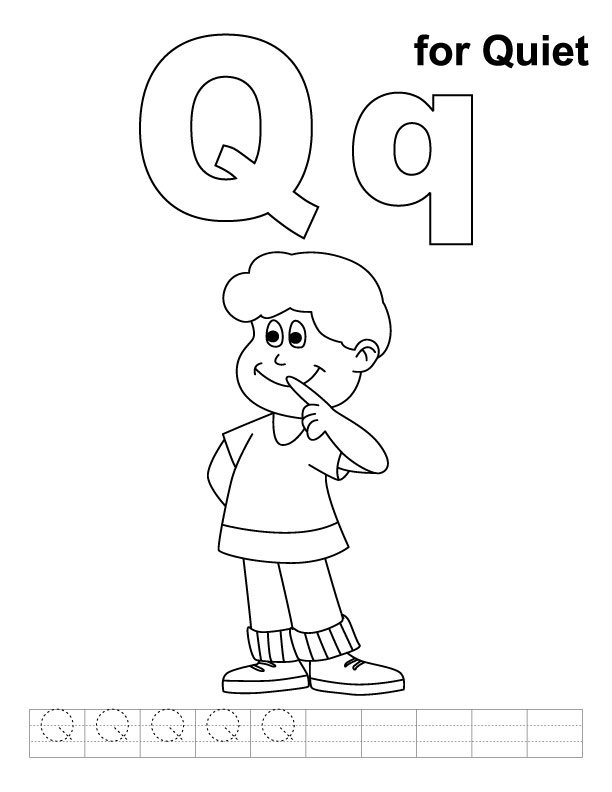 Q Is For Quiet Coloring Page 612x792 Q Is For Quiet Coloring Page