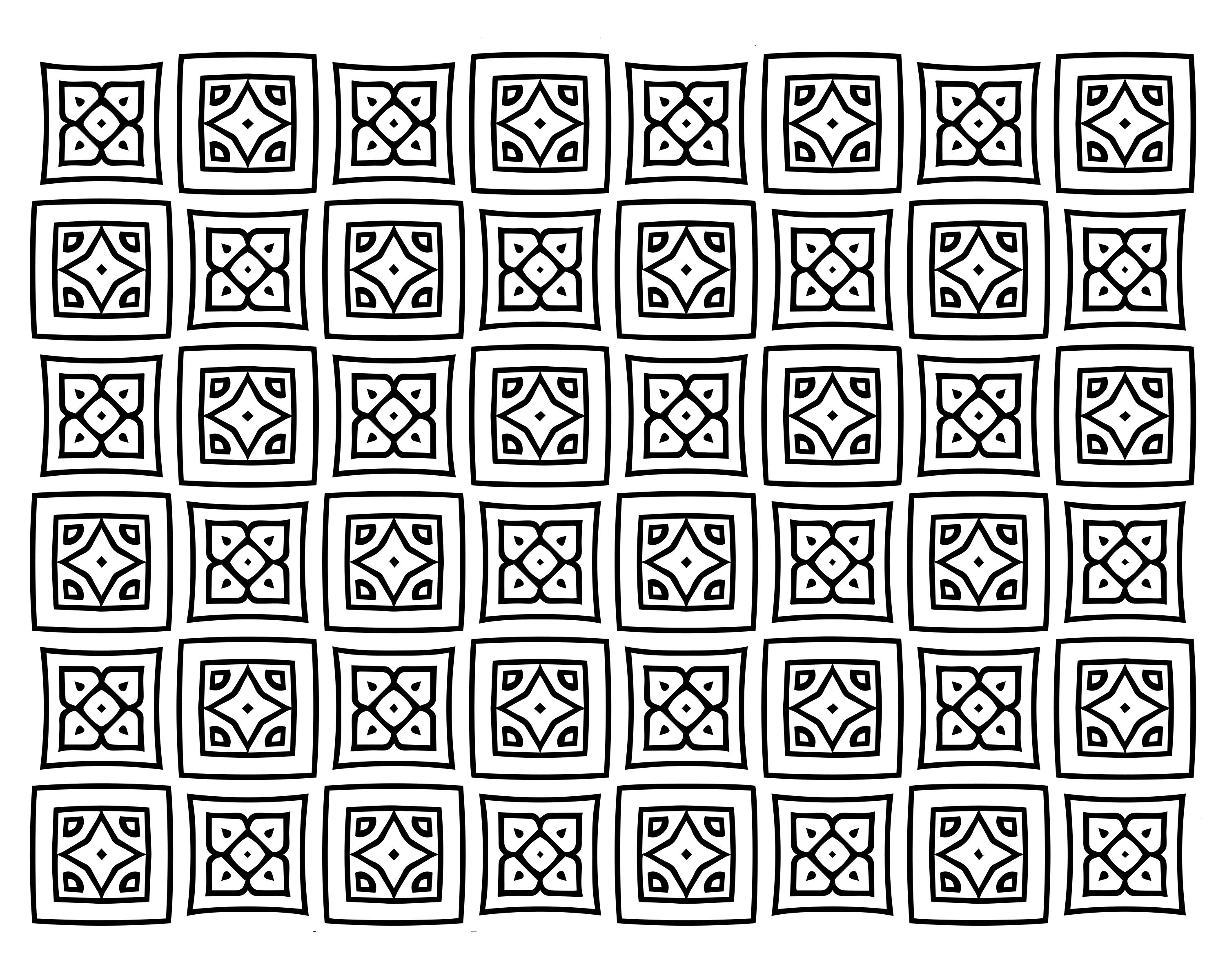 3000x2400 Free Square Quilt Pattern Adult Coloring Page Free Printable