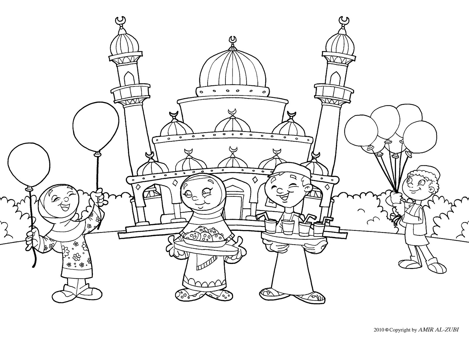1600x1164 Muslim Coloring Pages Islamic Throughout For 7