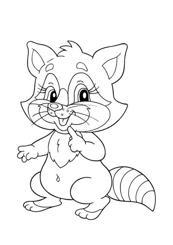 Cute Little Raccoon Coloring Page 600x850 Cute Little Raccoon Coloring Page