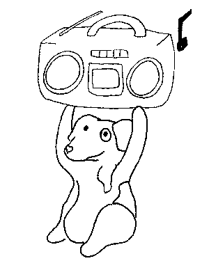 300x388 Dog With Radio Coloring Page.png