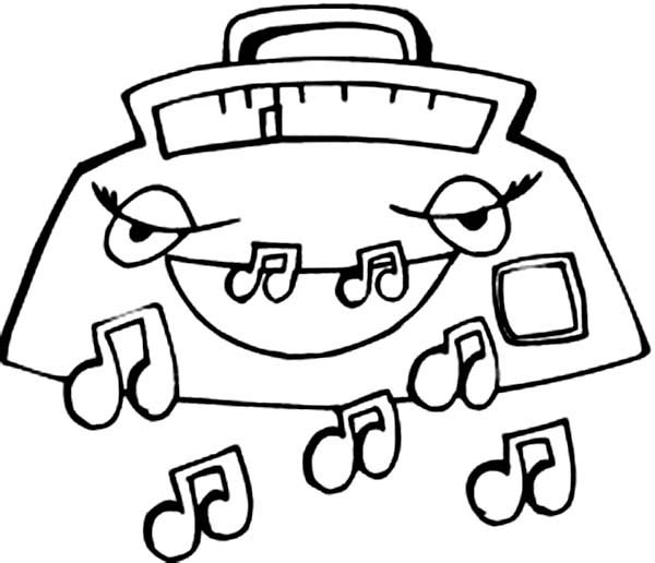 600x516 Radio Expelling Music Notes Coloring Page