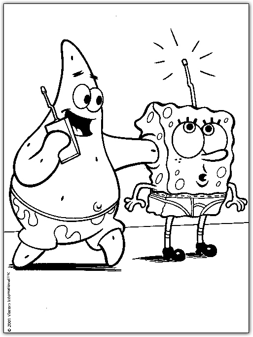 513x683 Spongebob And Patrick With Radio Coloring Page