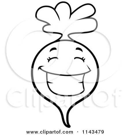 Cartoon Clipart Of A Black And White Happy Radish Character 450x470 Cartoon Clipart Of A Black And White Happy Radish Character