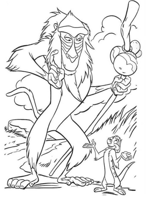 600x795 Rafiki And Timon The Lion King Coloring Page