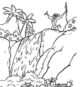 277x297 Rafiki On The Waterfall Coloring Page