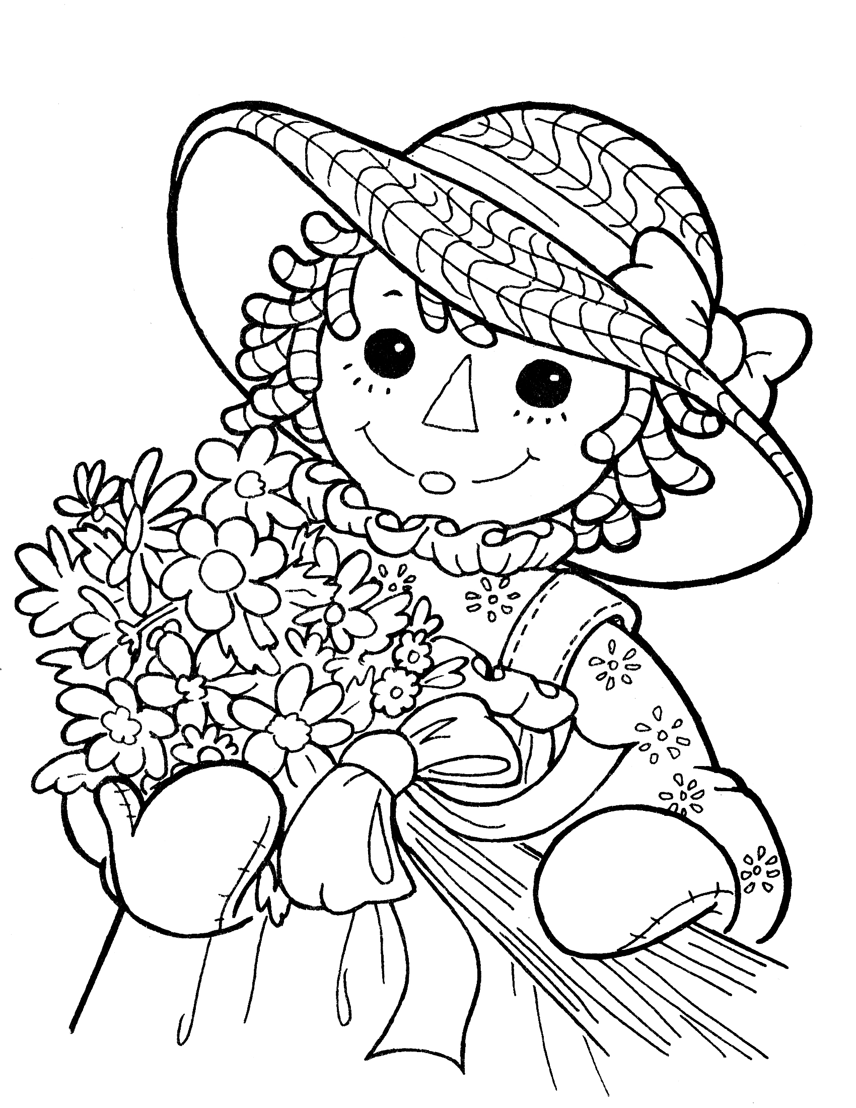 1700x2200 Raggedy Ann Andy Coloring Page Line Drawings