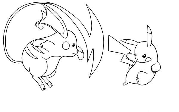 600x375 Pikachu Vs Raichu Coloring Page Color Luna