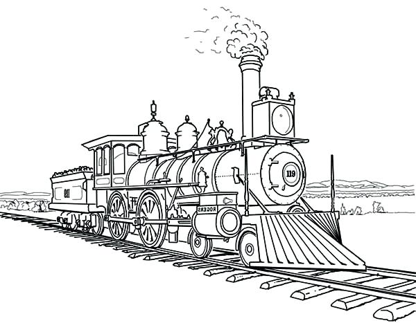 Coloring Pages Trains Amazing Steam Train On Railroad Coloring 600x467 Coloring Pages Trains Amazing Steam Train On Railroad Coloring