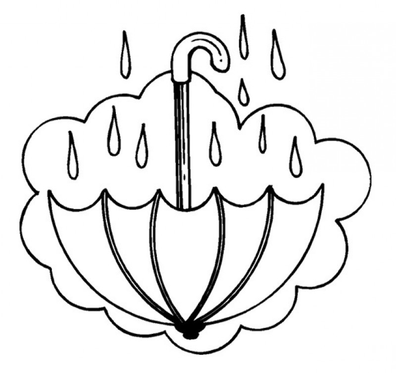 Umbrella Under Rain Coloring For Kids 800x752 Umbrella Under Rain Coloring For Kids