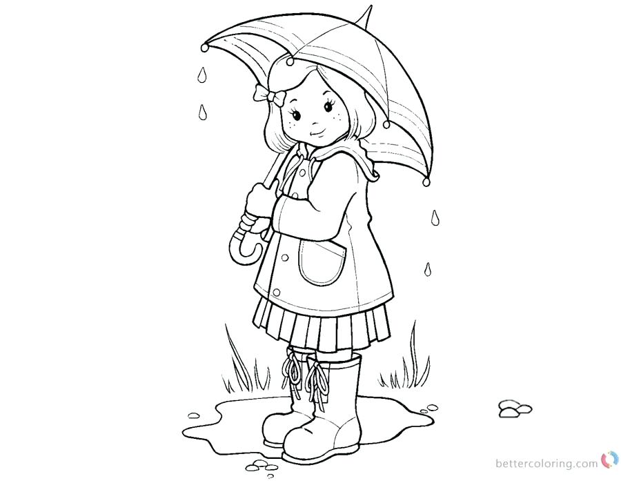 900x700 Raindrop Coloring Pages Umbrella Girl Free Printable Download This