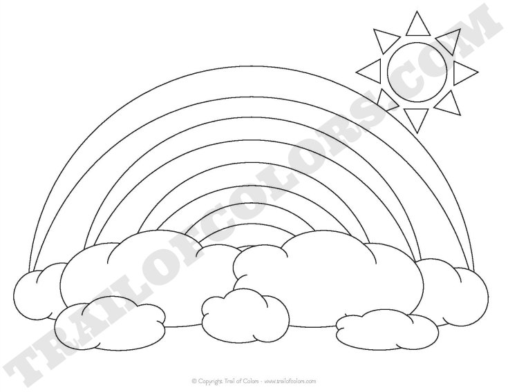 Rainbow Coloring Page For Kids 735x568 Rainbow Coloring Page For Kids