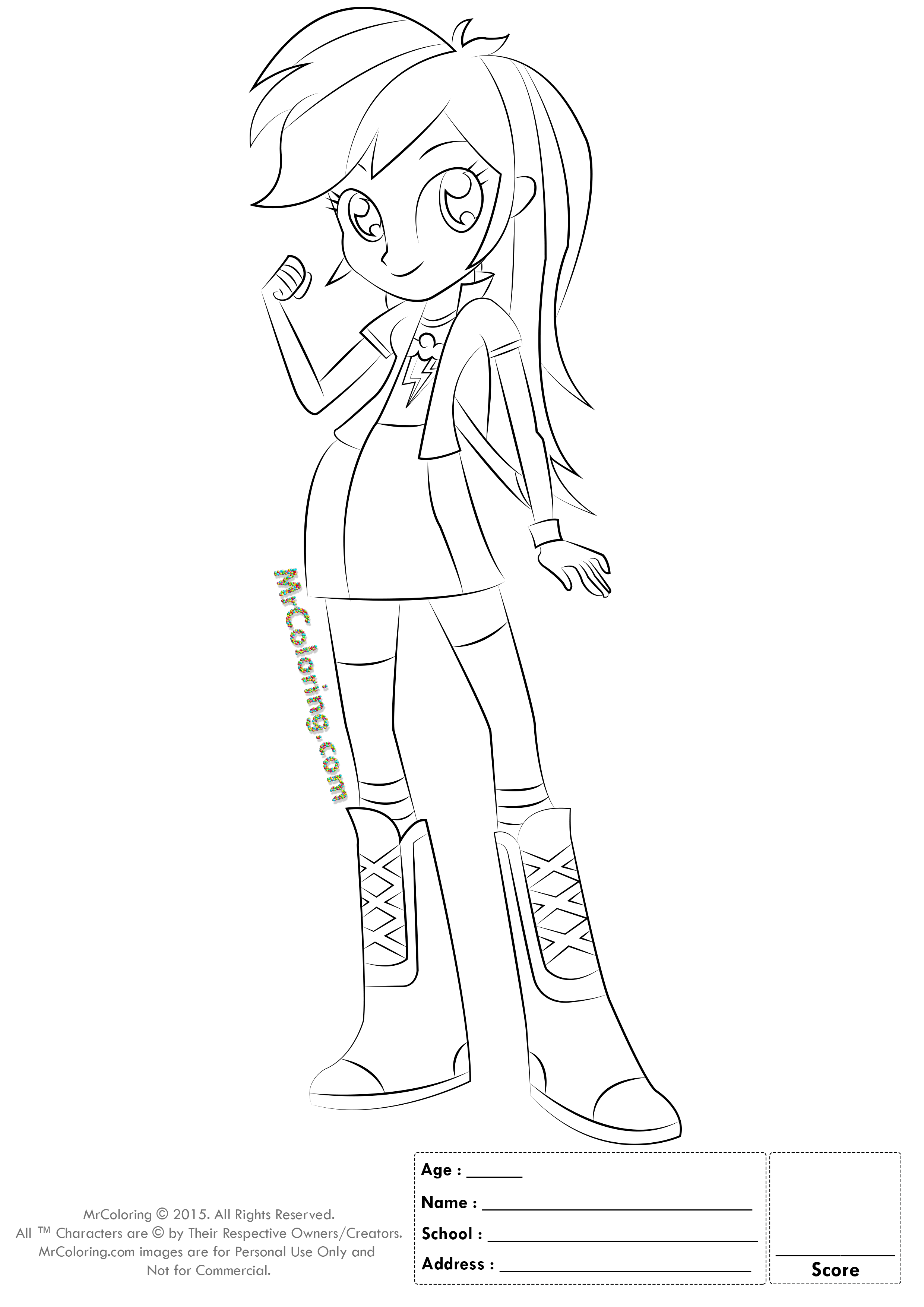 2480x3508 Rainbow Dash Coloring Page 3sb To Equestria Girls Pages