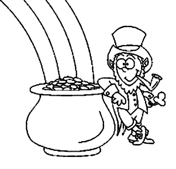Leprechaun And Pot Of Gold Coloring Pages 600x576 Leprechaun And Pot Of Gold Coloring Pages