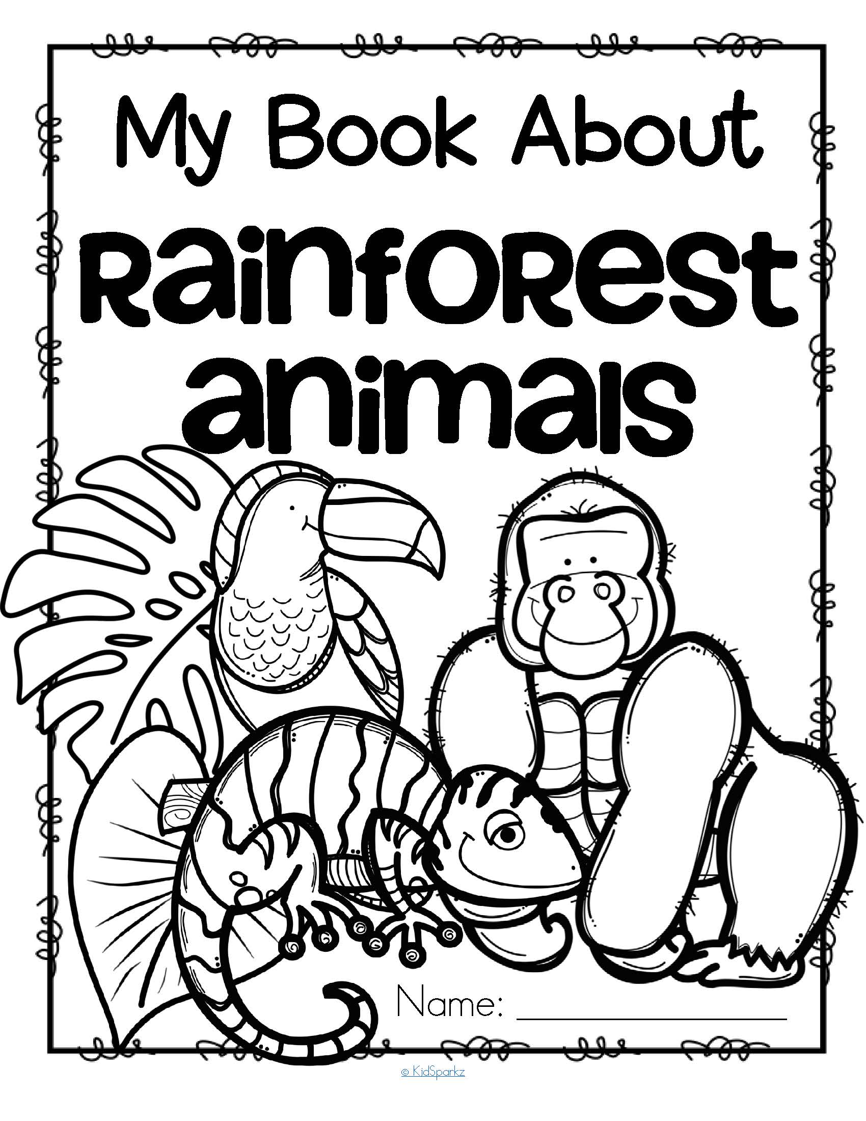 1700x2200 Rainforest Animals Coloring Printables