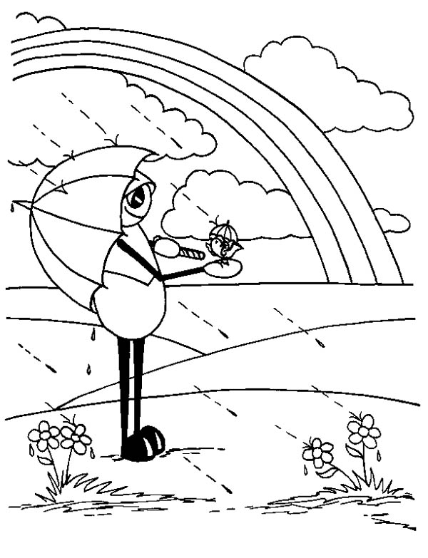 600x783 A Rainy Day And Beautiful Rainbow Coloring Page