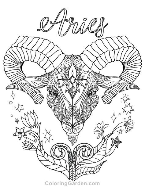474x613 Free Printable Zodiac Adult Coloring Page Featuring Aries The Ram