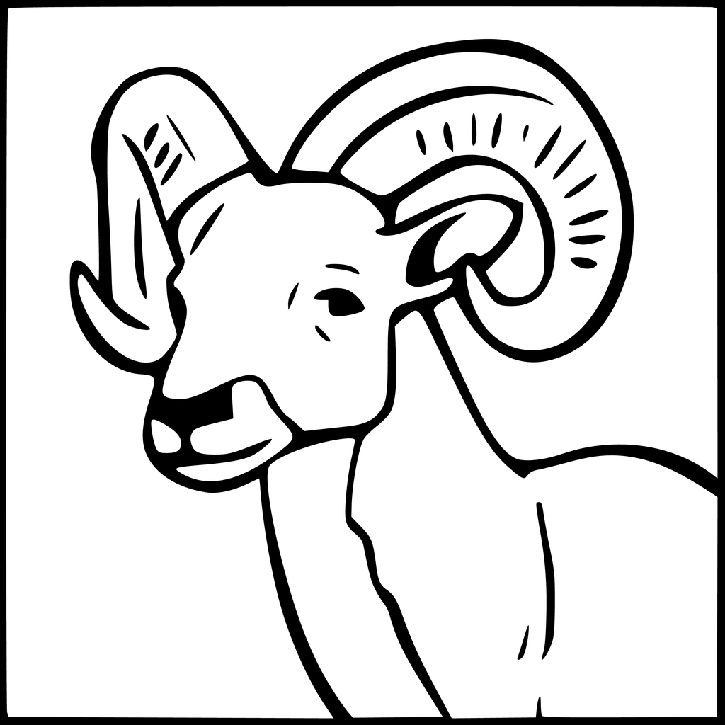 Ram Animal Head Drawing Sketch Coloring Page