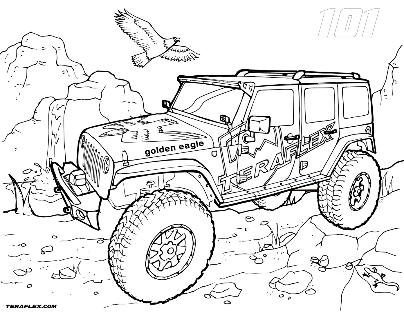 1392x1080 Powerful Golden Eagle Jeep Coloring Pages