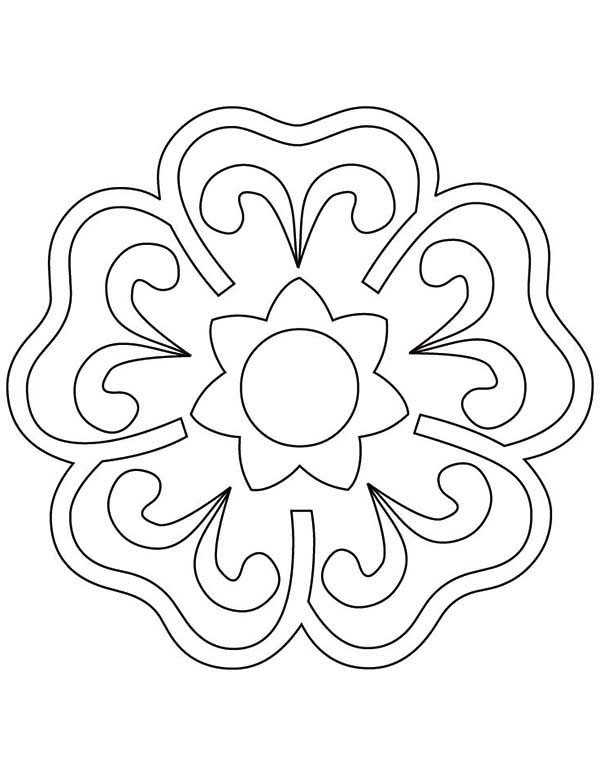 600x776 Blooming Flower Rangoli Coloring Page
