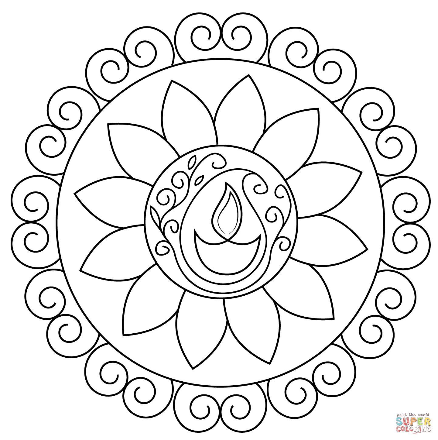 Diwali Rangoli Coloring Page Free Printable Pages For In 3 1442x1448 Diwali Rangoli Coloring Page Free Printable Pages For In 3