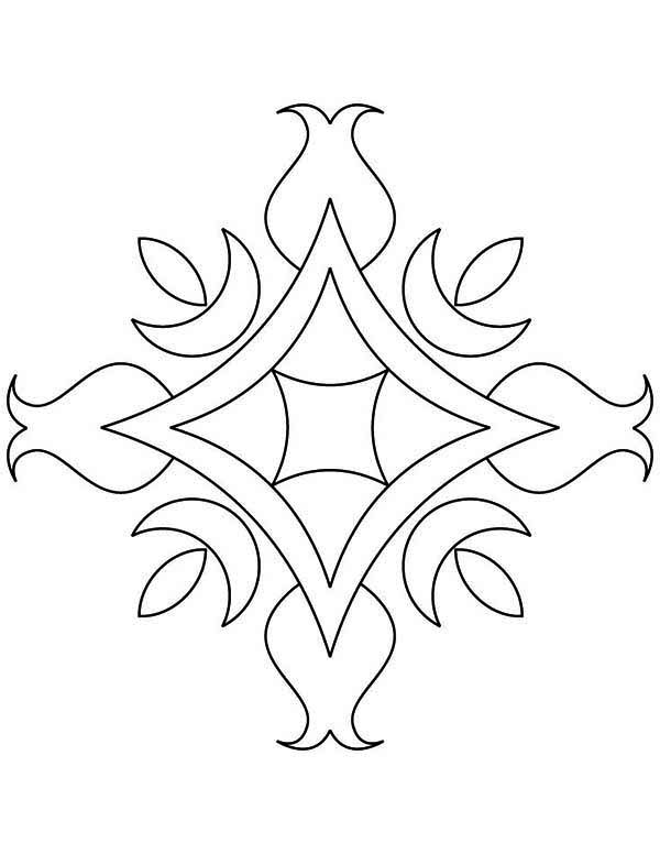 600x776 Floral Design Rangoli Coloring Page