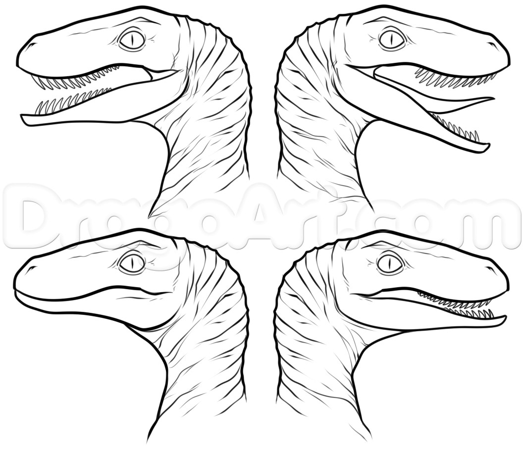 1058x915 Jurassic Park Raptor Coloring Pages Collection Free Sheets