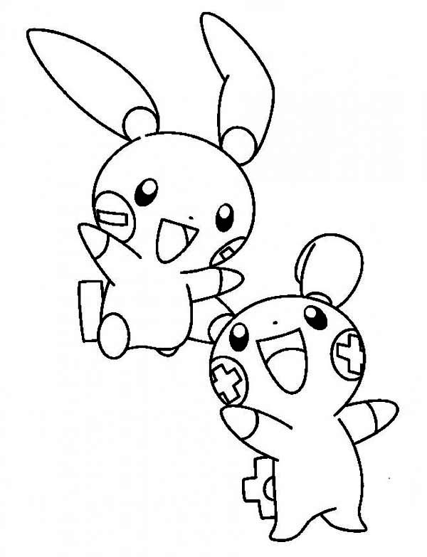 Plusle And Minun Legendary Pokemon Coloring Page Pokemon 3 600x783 Plusle And Minun Legendary Pokemon Coloring Page Pokemon 3