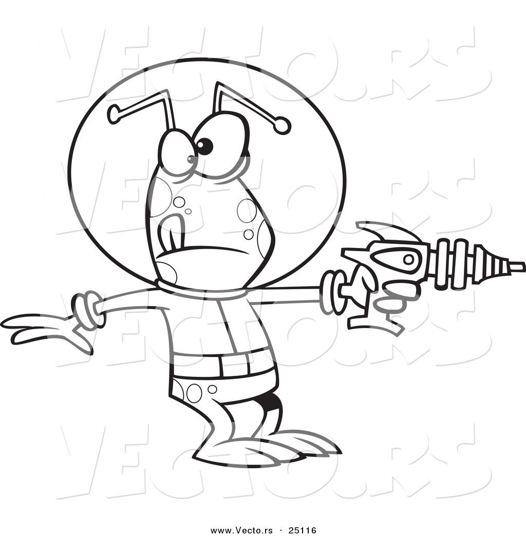 1024x1044 Vector Of A Cartoon Alien Invader Pointing A Ray Gun
