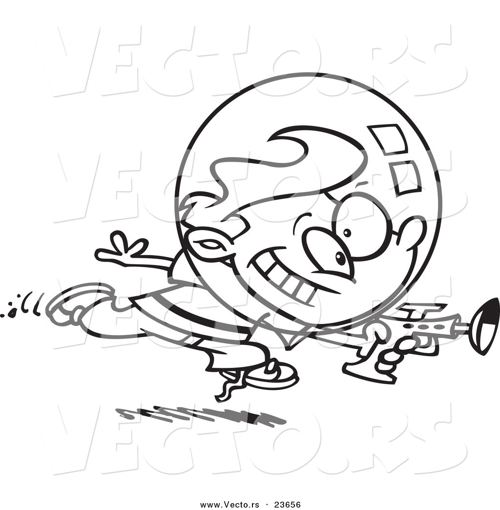 1024x1044 Vector Of A Cartoon Space Boy Using A Ray Gun