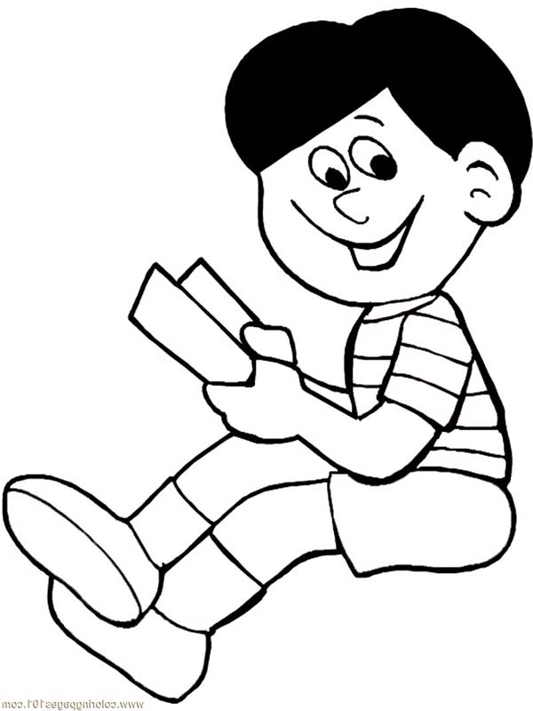 Little Boy Coloring Page A Little Boy Reading A Book On First Day 600x800 Little Boy Coloring Page A Little Boy Reading A Book On First Day