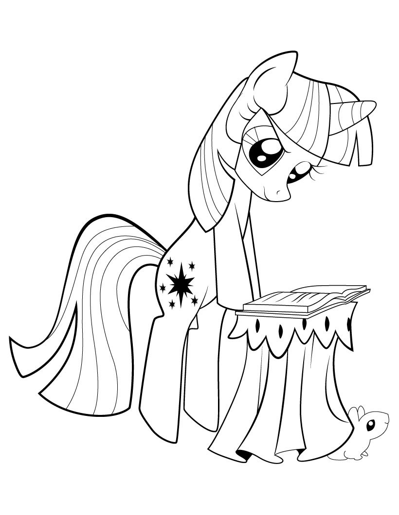 820x1060 My Little Pony Twilight Sparkle Reading Coloring Page