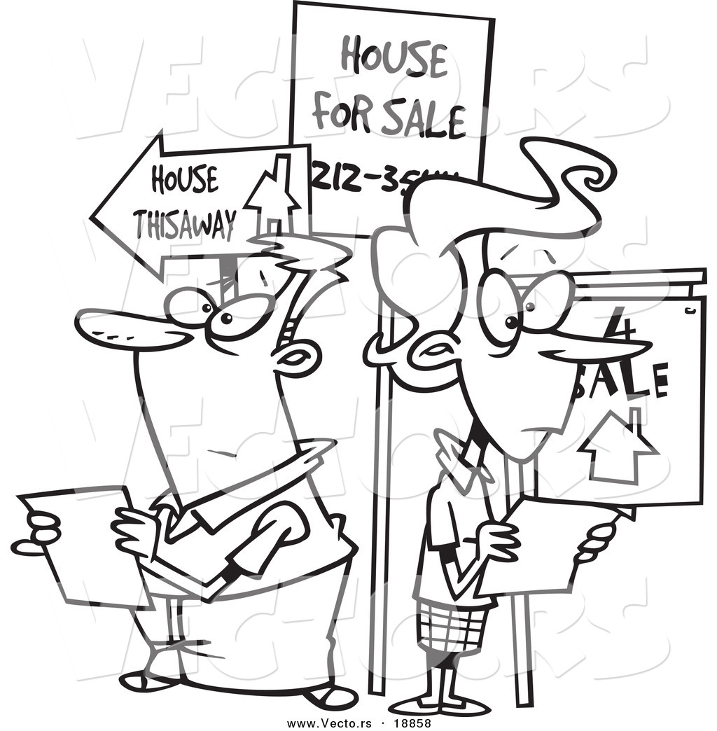 1024x1044 Vector Of A Cartoon Couple House Hunting