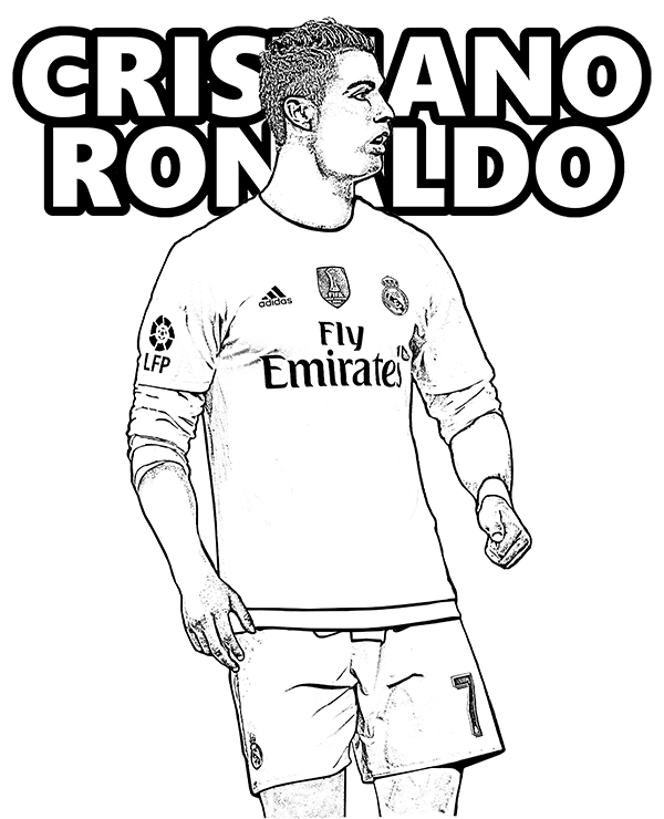 Free Coloring Page Cristiano Ronaldo, Portugal, Real Madrid 600x740 Free Coloring Page Cristiano Ronaldo, Portugal, Real Madrid