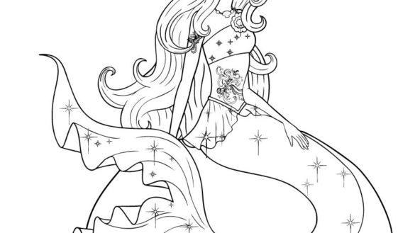 585x329 Mermaid Coloring Page 30 With Mermaid Coloring Page