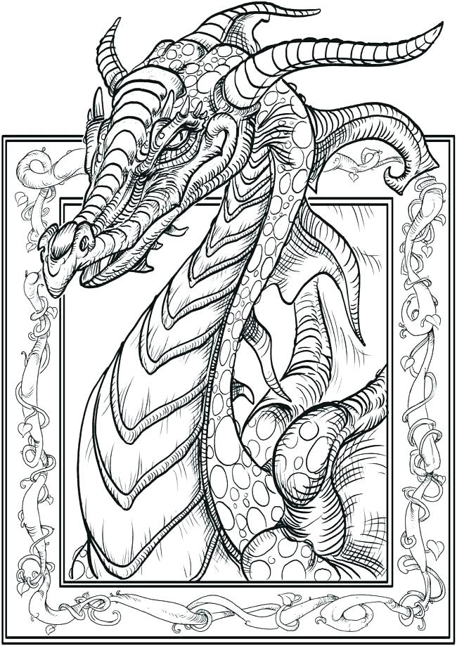 650x919 Realistic Dragon Coloring Pages Free 26847