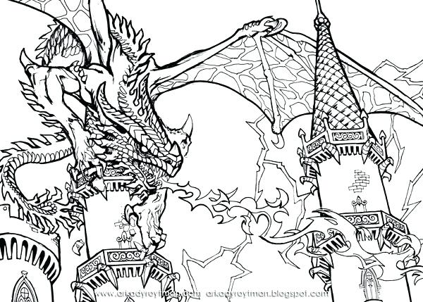 600x429 Scary Dragons Coloring Pages Also Back To Post Printable Coloring