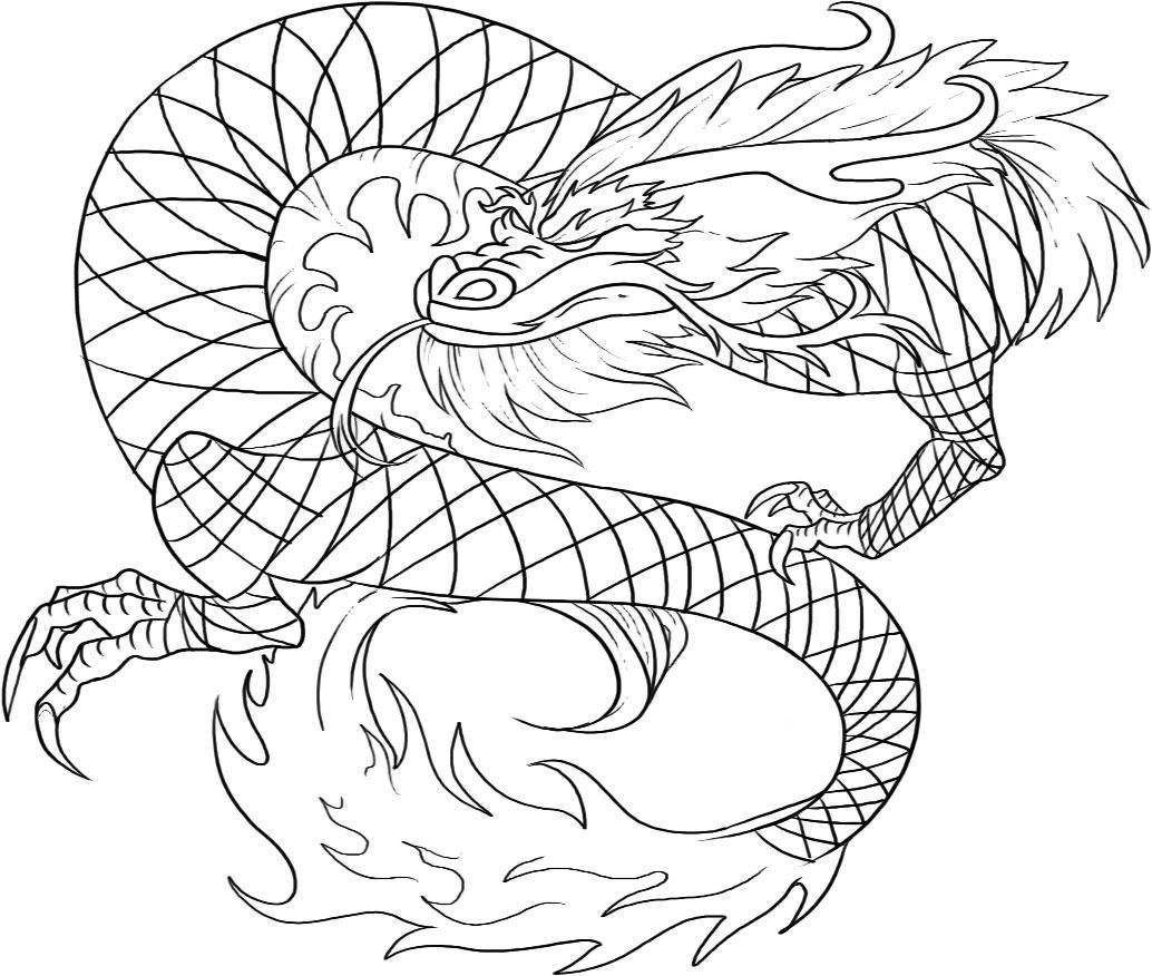 1034x876 Free Printable Chinese Dragon Coloring Pages For Kids Realistic
