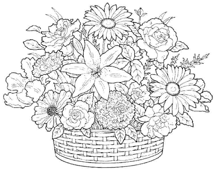 Realistic Flower Coloring Pages Bouquet Flowers Colouring Sheets 757x600 Realistic Flower Coloring Pages Bouquet Flowers Colouring Sheets