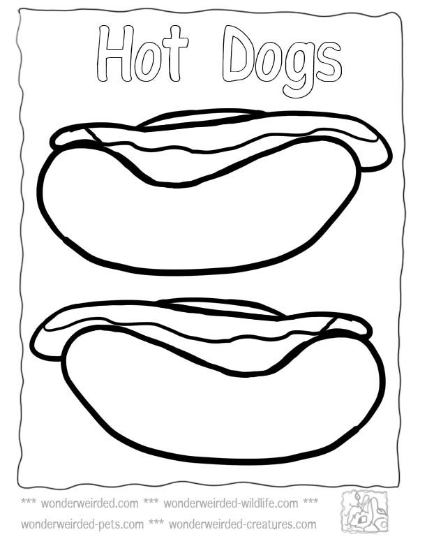 612x792 Food Coloring Pages Realistic Hot Dog