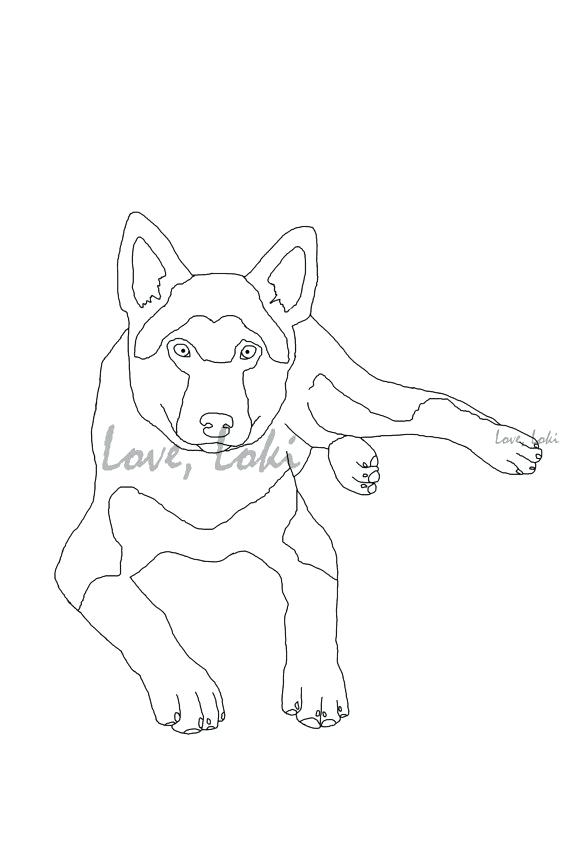 570x851 Shepherd Dog Coloring Page Printable Instant By Shepherd Dog