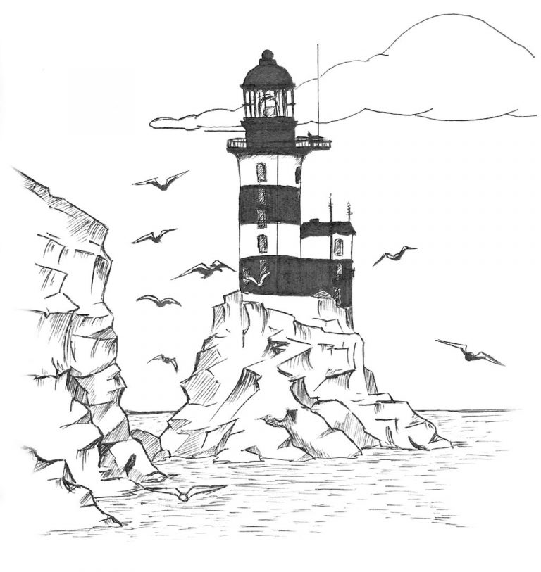 768x813 Realistic Lighthouse Coloring Pages 337175
