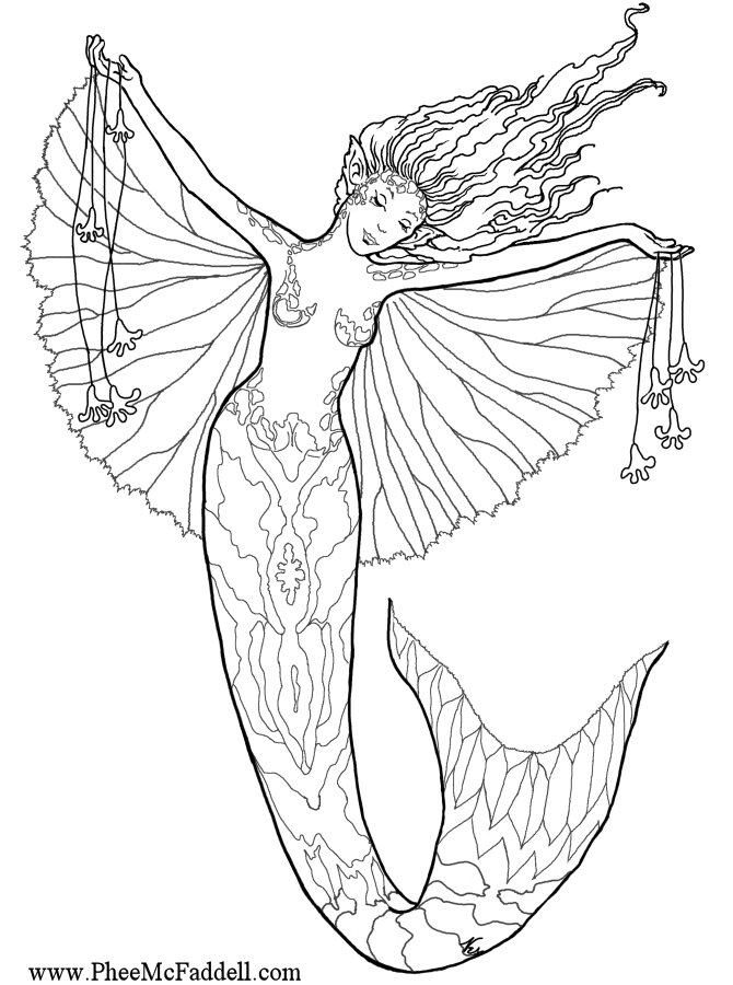 670x900 Detailed Mermaid Coloring Pages